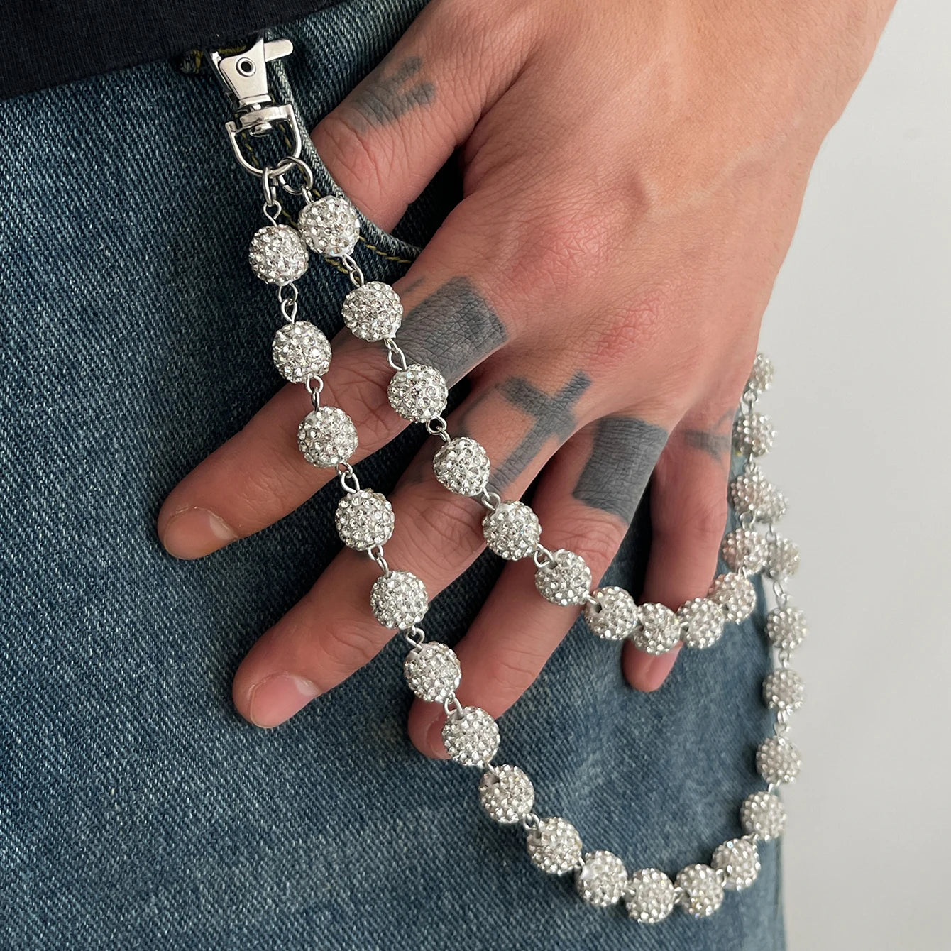 Rhinestone Jeans Chain Charm Accessory