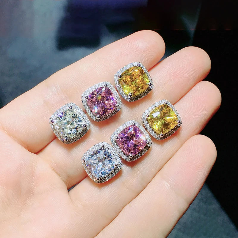 Sparkling Classic Cushion Stud Earrings
