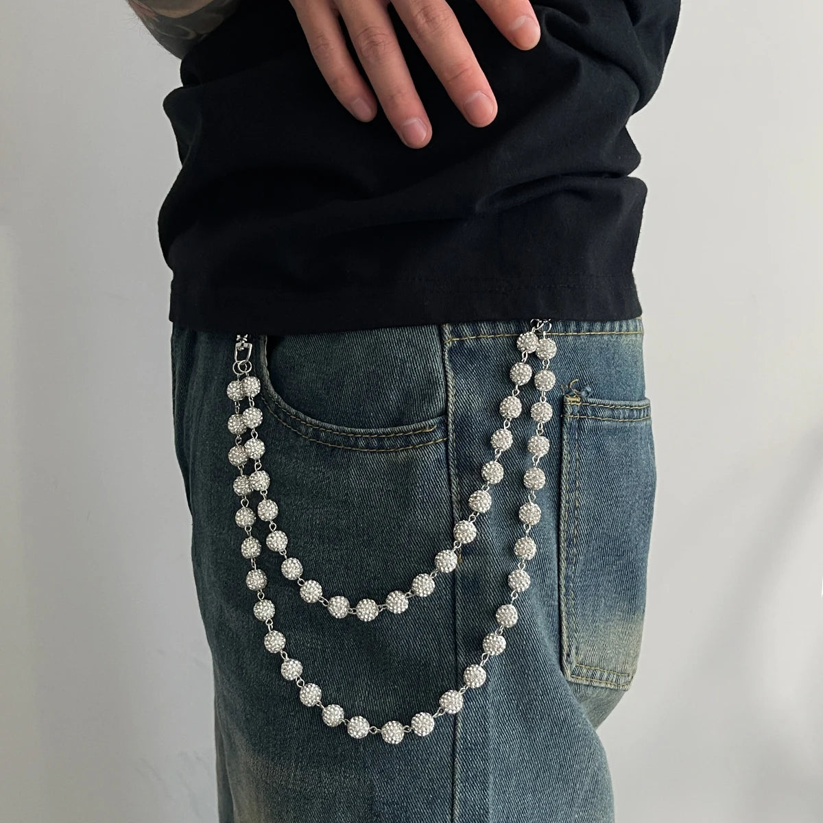 Rhinestone Jeans Chain Charm Accessory