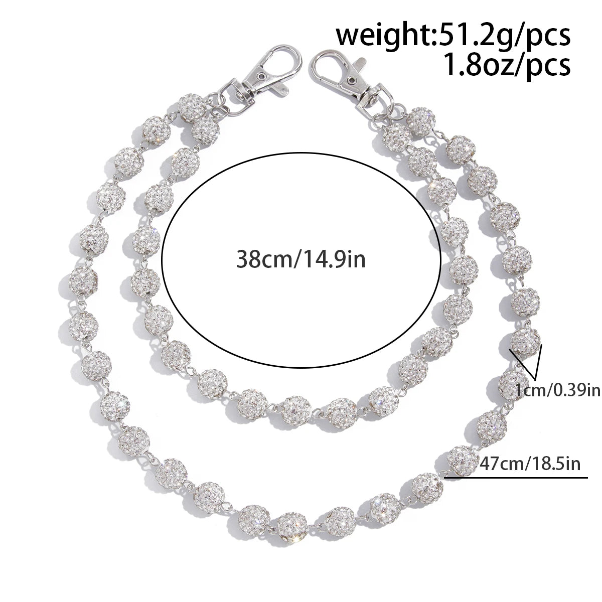 Rhinestone Jeans Chain Charm Accessory
