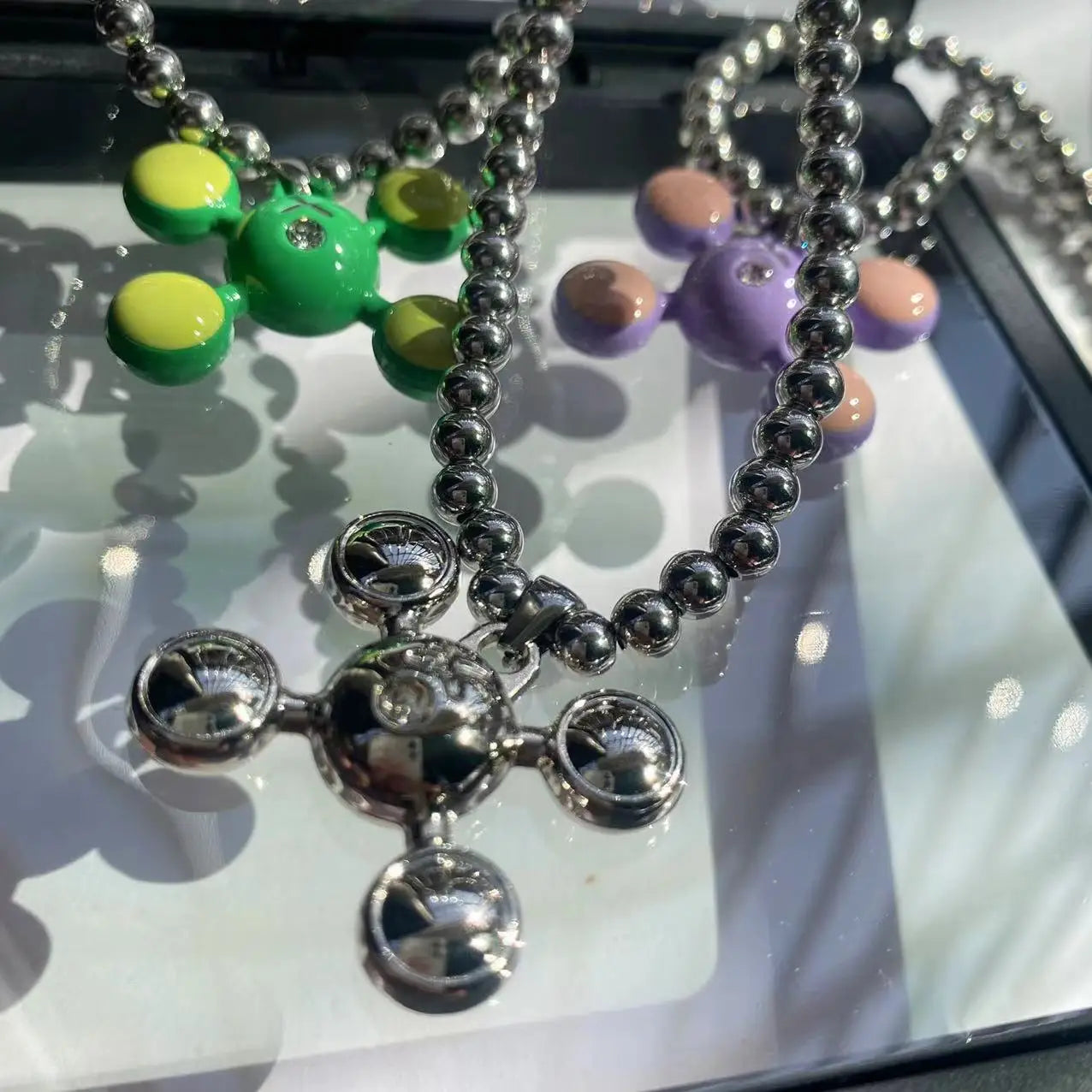 Fourcorner Ball Statement Pendant Necklace